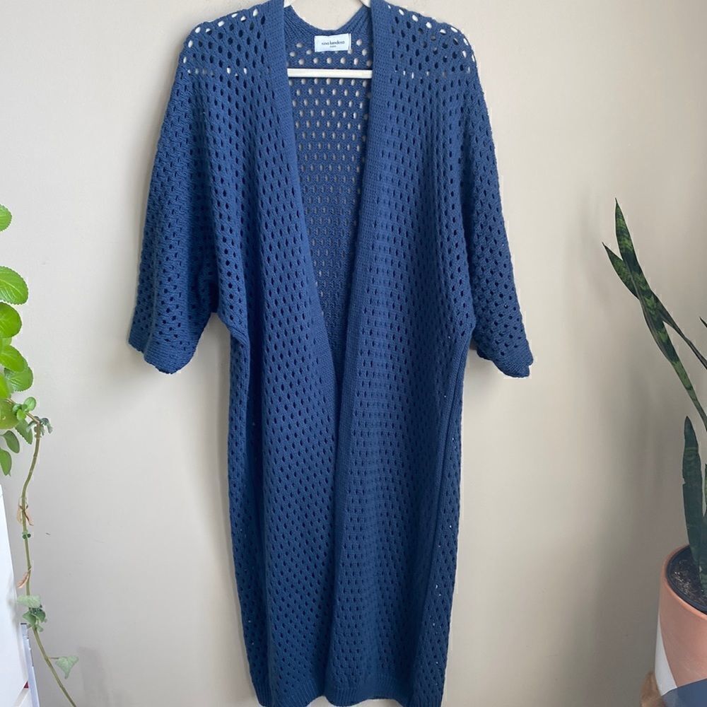 Nina Kendosa Paris Long Line Cardigan Sweater L